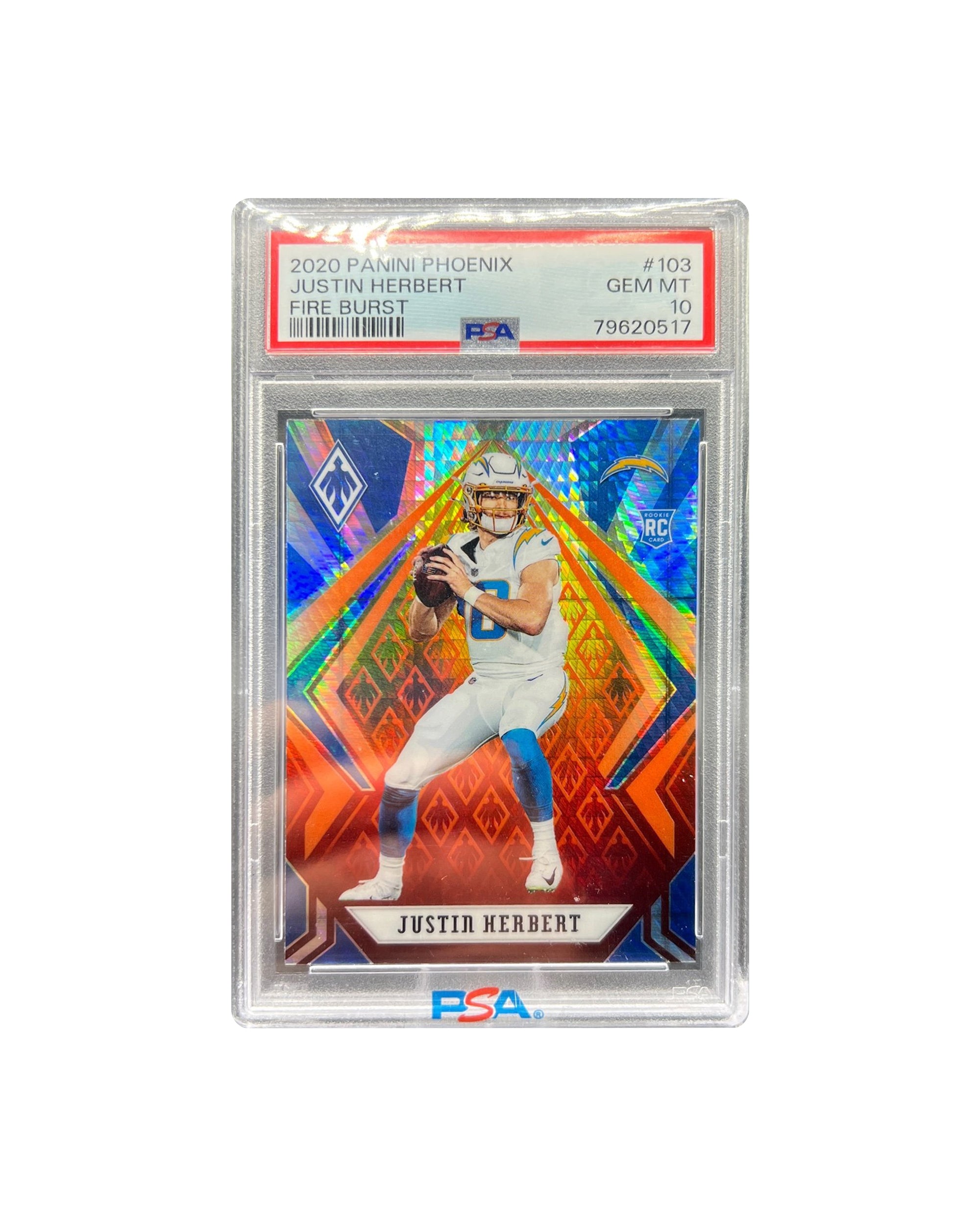 Justin Herbert Phoenix Fire Burst Rookie Gem Mint 10